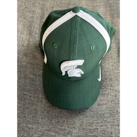 Michigan State Spartans Nike Dri-FIT Hat Green Strapback Mesh Logo Running - Picture 5 of 5